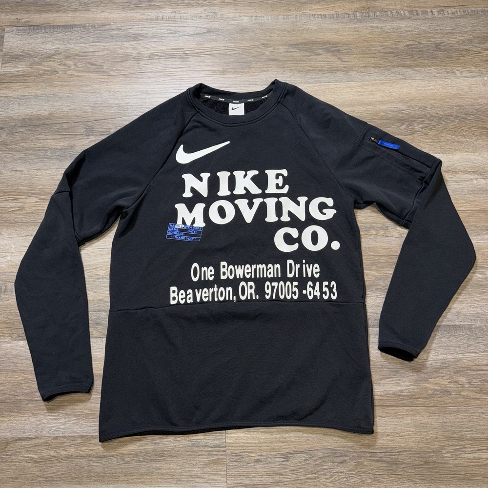 Nike Dri-FIT Sweatshirt Mens Small Black Long Sleeve Fitness Logo Spell-Out